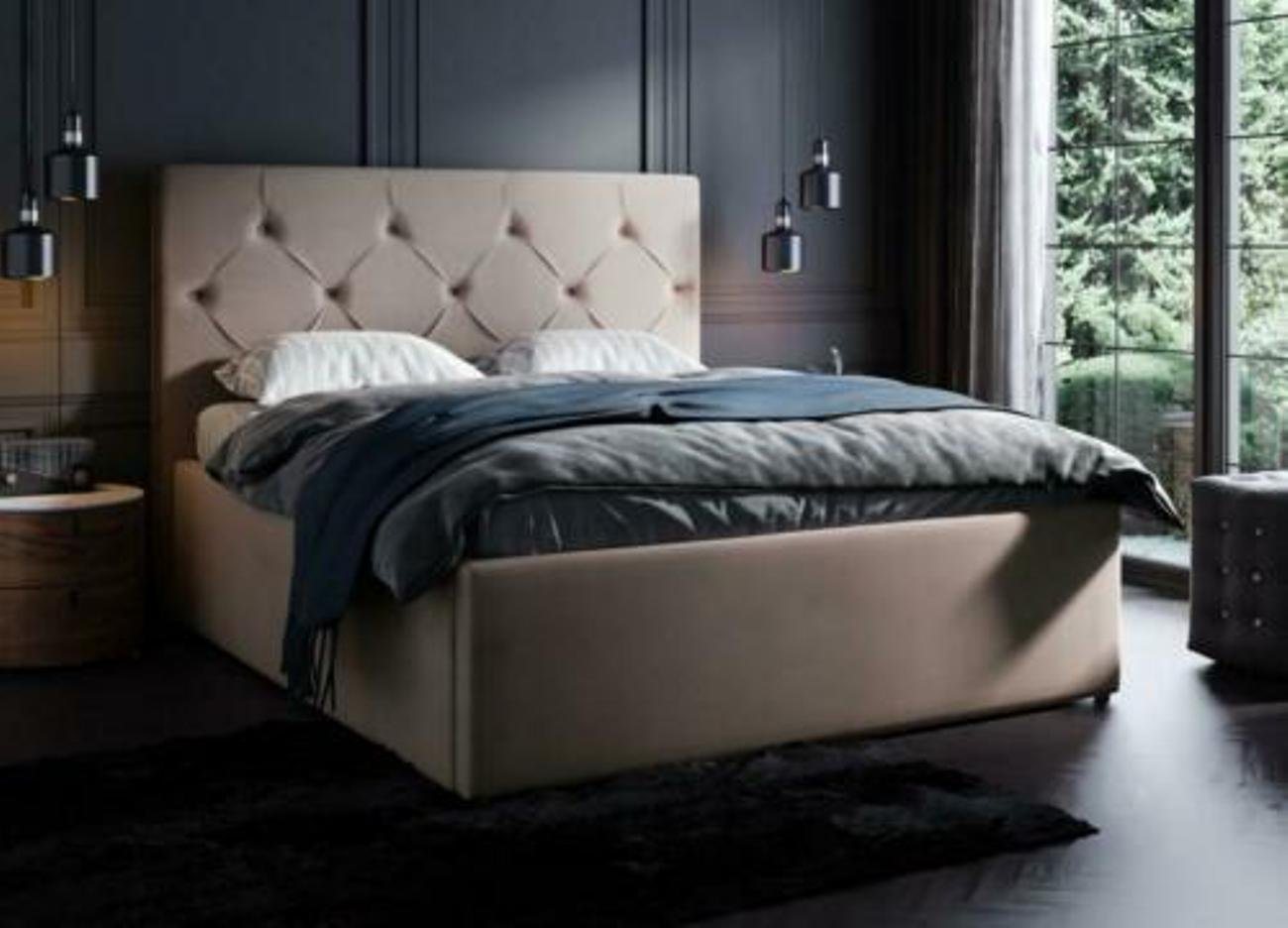 JVmoebel Lederbett, Schlafzimmer Design 180x200cm Betten Luxus Samt Textil Bett Doppel von JVmoebel