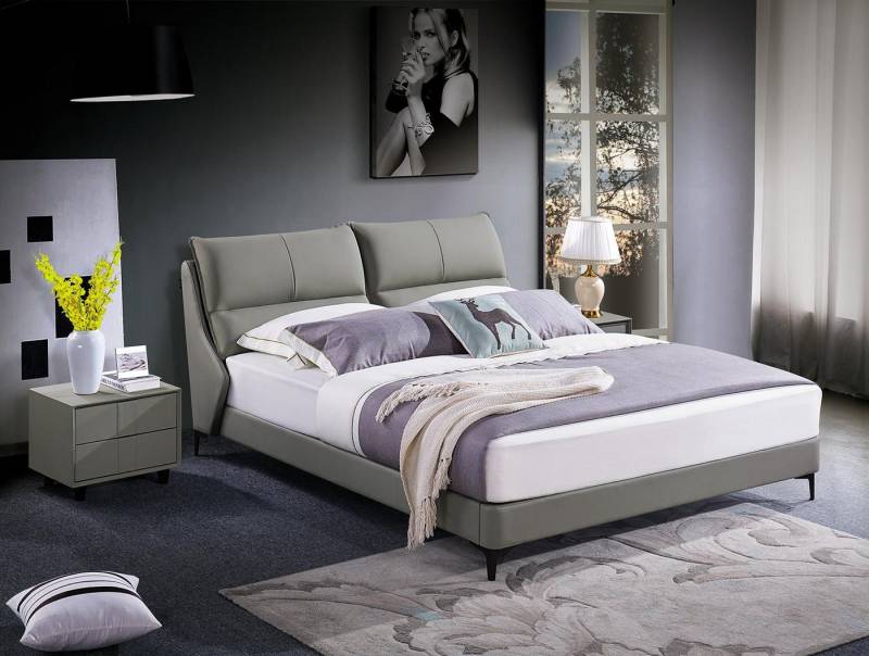 JVmoebel Lederbett Elegantes Polsterbett in Grau - Doppelbett für Hotel und Zuhause, Made in Europa JVmoebel Lederbett Elegantes Polsterbett in Grau - Doppelbett für Hotel und Zuhause, Made in Europa von JVmoebel