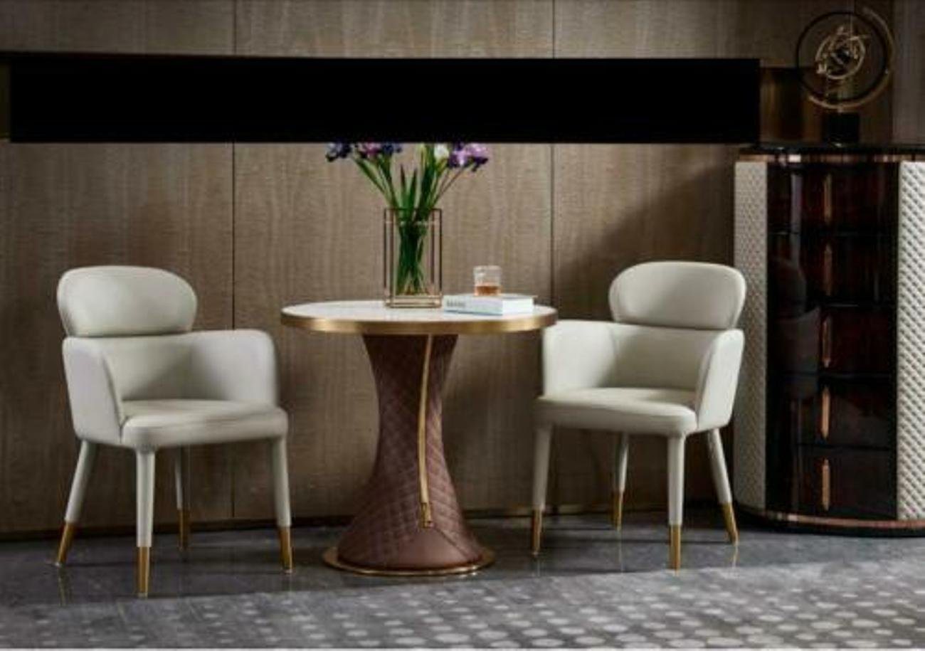 JVmoebel Loungesessel, Sessel Leder Weiß Modern Möbel Lehnstuhl Design Möbel Luxus Edelstahl Wohnzimmer von JVmoebel