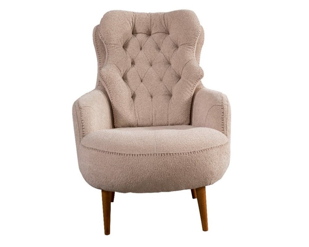 JVmoebel Loungesessel Designer Sessel Club Lounge 1-Sitzer Beige Polster Textil Polyester (1-St), Made in Europe von JVmoebel