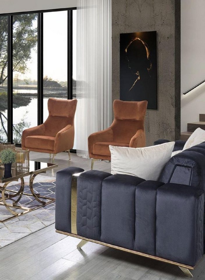 JVmoebel Loungesessel Einsitzer Luxus Polster Möbel Wohnzimmer Braun Sessel Textil Lounge von JVmoebel