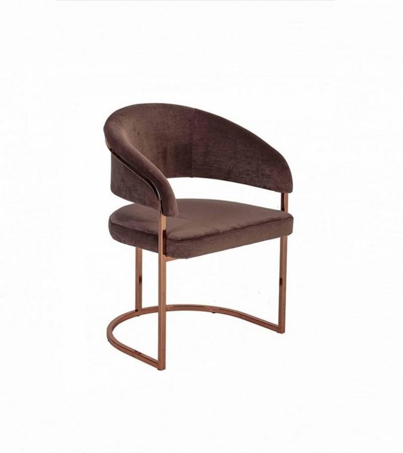 JVmoebel Loungesessel Eleganter, brauner Esszimmerstuhl mit modernem Stoffbezug (1-St., 1x Sessel), Made in Europa von JVmoebel
