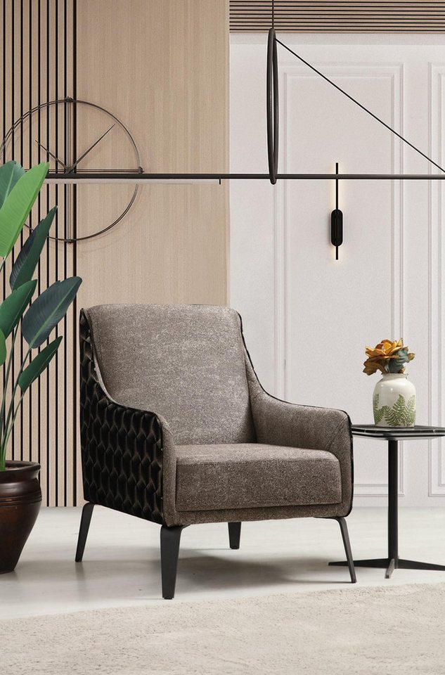 JVmoebel Loungesessel Eleganter Ohrensessel im grauen Stoff für eine gemütliche Atmosphäre (1-St., Sessel), Made in Europa von JVmoebel