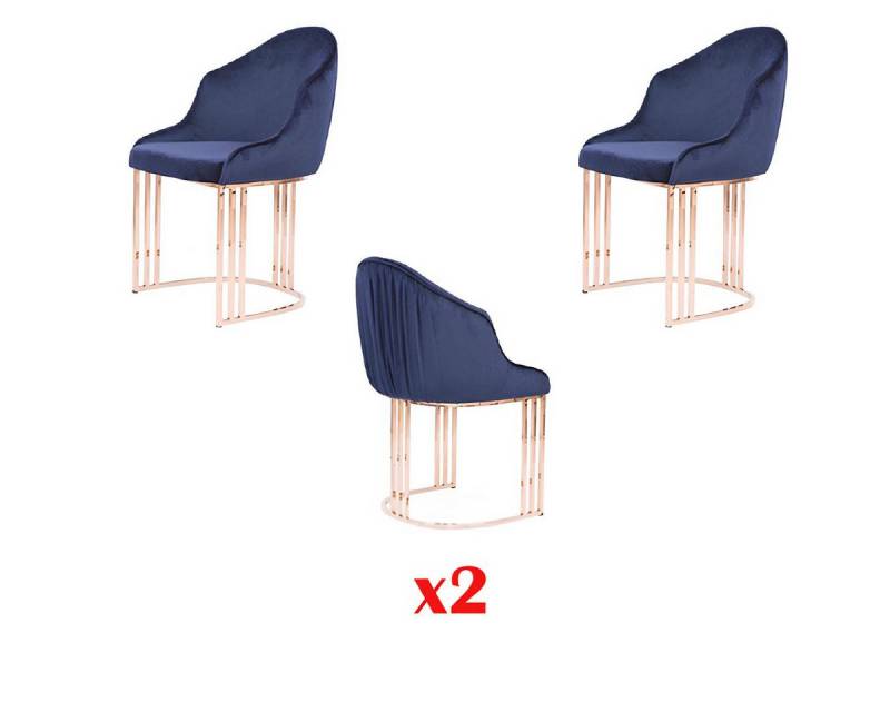 JVmoebel Loungesessel Luxuriöse Esszimmer Polsterhocker 2er Set in Blau, Made in Europa von JVmoebel