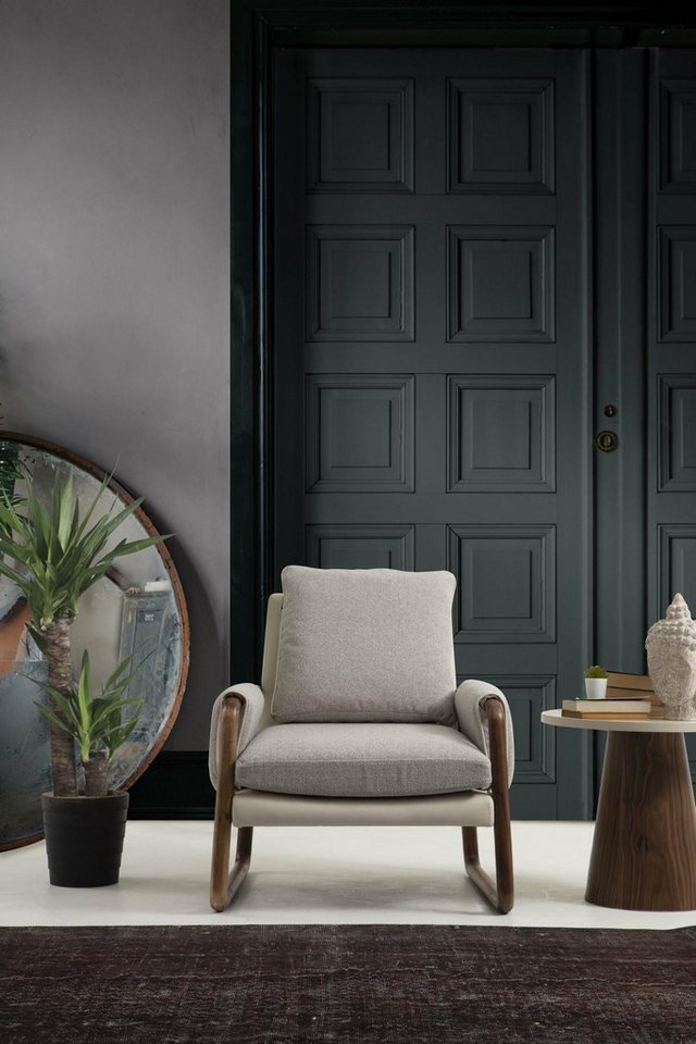 JVmoebel Loungesessel Moderne graue Stoff-Ohrensessel für das Wohnzimmer, 1-Sitzer (1-St., 1x nur Sessel), Made in Europa von JVmoebel