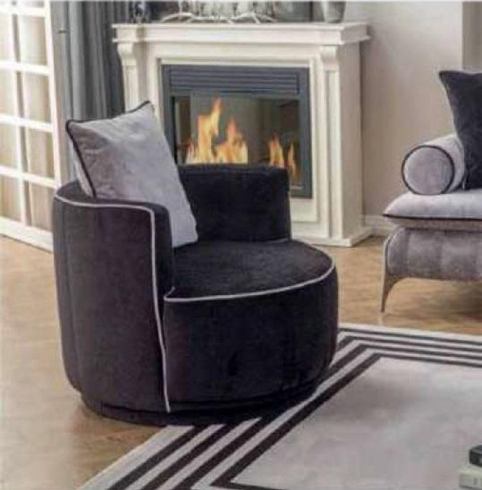 JVmoebel Loungesessel Moderner Ohrensessel aus Stoff für das Wohnzimmer in Schwarz (Sessel), Made in Europa von JVmoebel