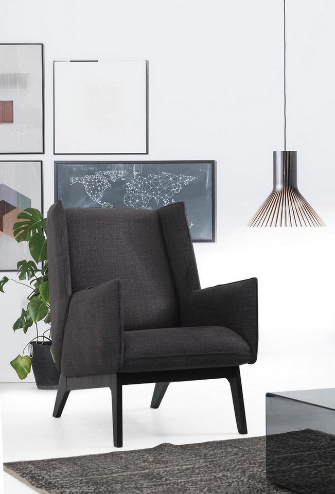 JVmoebel Loungesessel Moderner Stoff-Ohrensessel im Grau für das Wohnzimmer (1-St., 1x Sessel), Made in Europa von JVmoebel