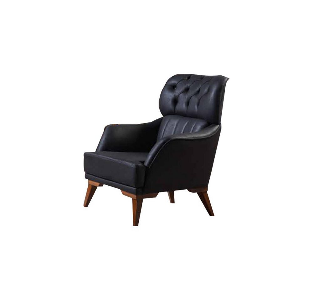 JVmoebel Loungesessel Schwarzer Chesterfield Einsitzer – Luxuriöser Sessel für Wohnzimmer (1-St., 1x Sessel), Made in Europa von JVmoebel