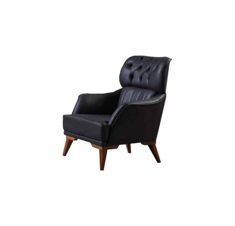 JVmoebel Loungesessel Schwarzer Chesterfield Einsitzer – Luxuriöser Sessel für Wohnzimmer (1-St., 1x Sessel), Made in Europa von JVmoebel