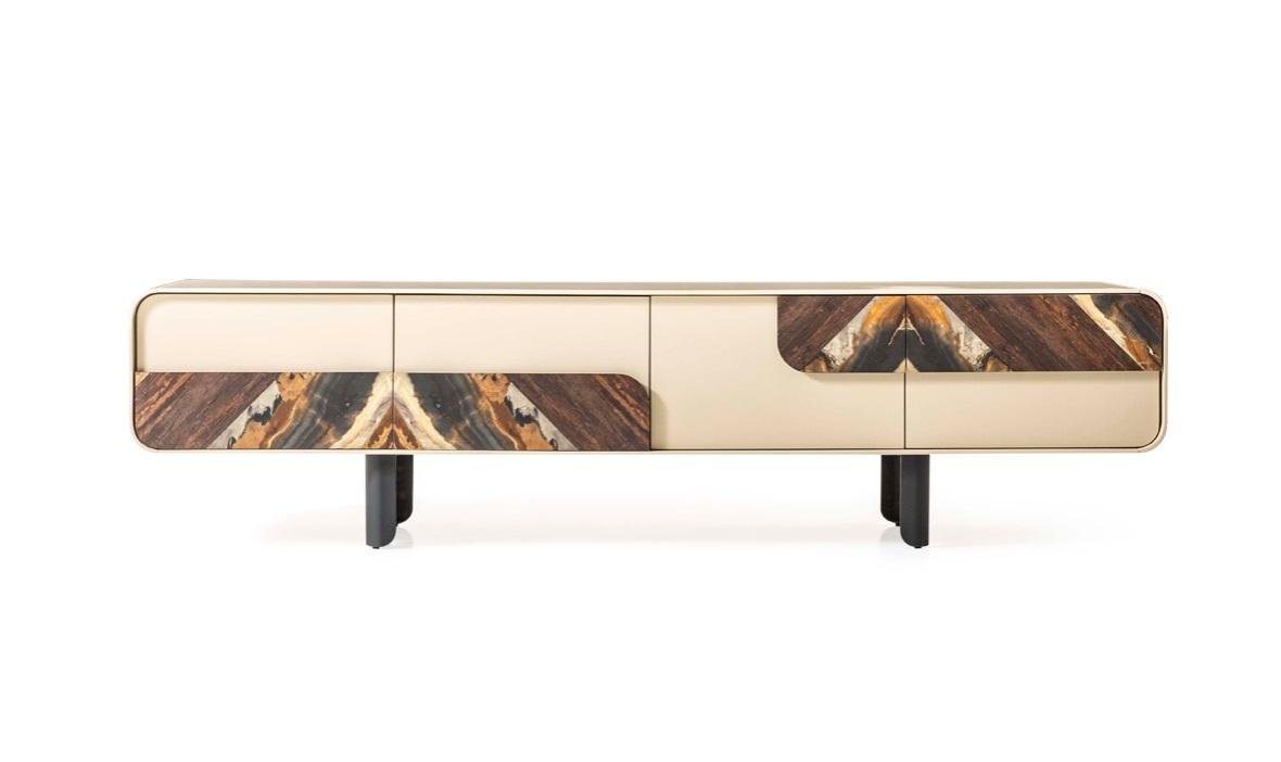 JVmoebel Lowboard Beiges Holz Lowboard Sideboard für das Wohnzimmer Möbelstück (1 St., RTV Lowboard), Made in Europa von JVmoebel