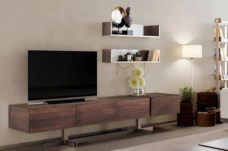 JVmoebel Lowboard Elegantes Lowboard aus Holz mit Edelstahl für das Wohnzimmer in Braun, Made in Europa JVmoebel Lowboard Elegantes Lowboard aus Holz mit Edelstahl für das Wohnzimmer in Braun, Made in Europa von JVmoebel