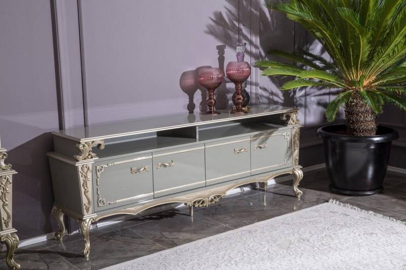 JVmoebel Lowboard Grau Holzregal Sideboard Anrichte für Wohnzimmer Schrank (Sideboard), Made in Europa von JVmoebel