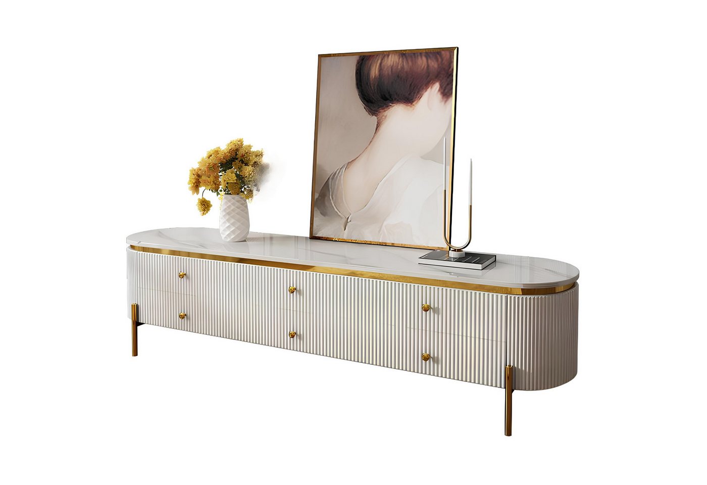 JVmoebel Lowboard Luxuriöses Hochglanz Sideboard für den Fernseher im RTV Design, Made in Europa von JVmoebel