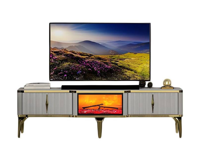JVmoebel Lowboard Minimalistisches TV Lowboard Weiß mit Dekokamin aus Holz (Maße TV-Lowboard), Made in Europe von JVmoebel