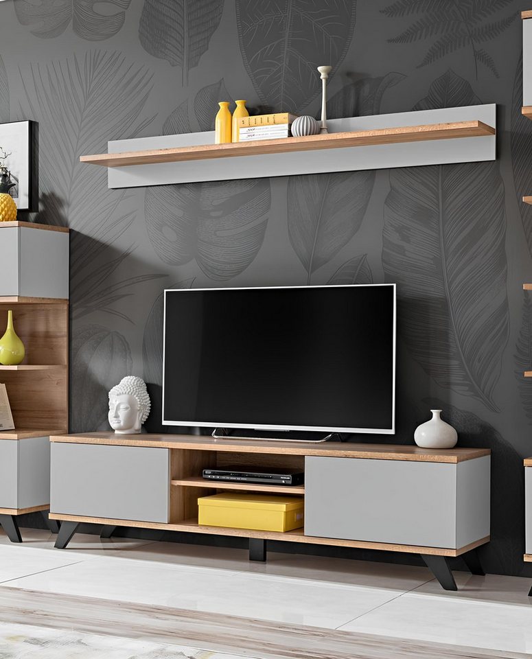 JVmoebel Lowboard Modernes Designer Wohnzimmermöbel - Luxuriöse Holz Garnitur (2 St., TV-Ständer/Regal), Made in Europa von JVmoebel