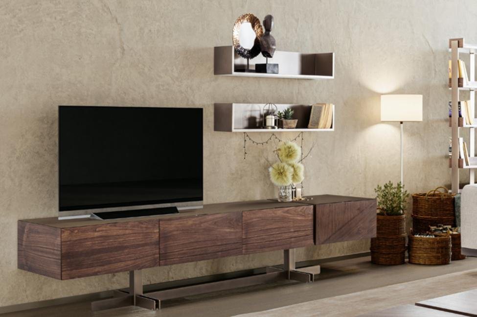 JVmoebel Lowboard Modernes RTV Lowboard Sideboard Holzmöbel Edelstahl Wohnzimmer Braun, Made In Europe von JVmoebel