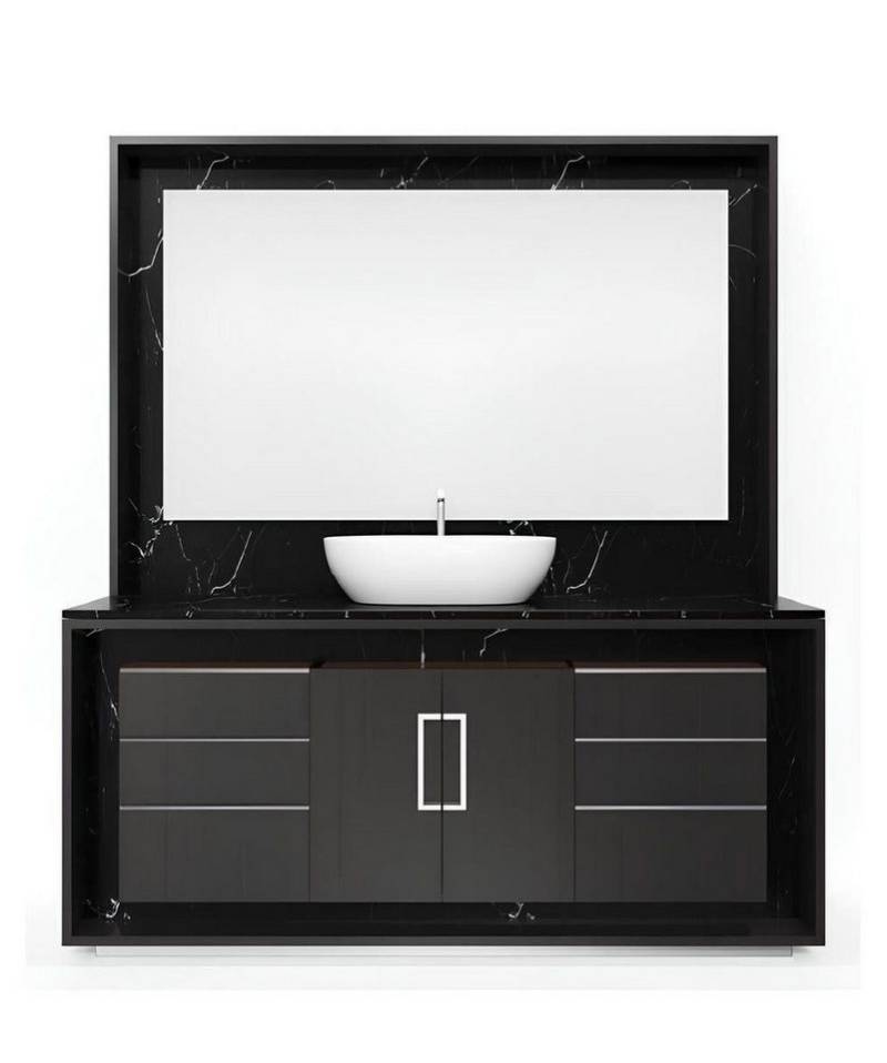 JVmoebel Waschbeckenschrank Schwarzer Badezimmerschrank Badezimmermöbel Holz (Badezimmer) Made in Italy von JVmoebel