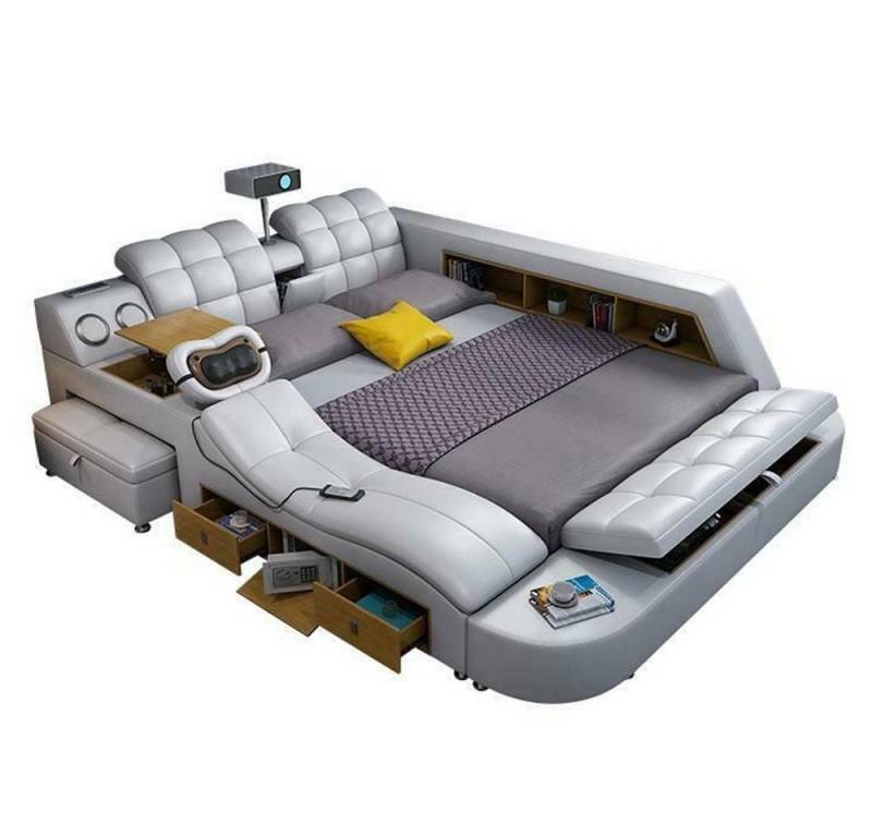 JVmoebel Multimediabett Multifunktion Deluxe Betten Massage Bett Hotel Polster Led usb Radio (1-tlg., Multifunktions Bett), Made in Europa von JVmoebel