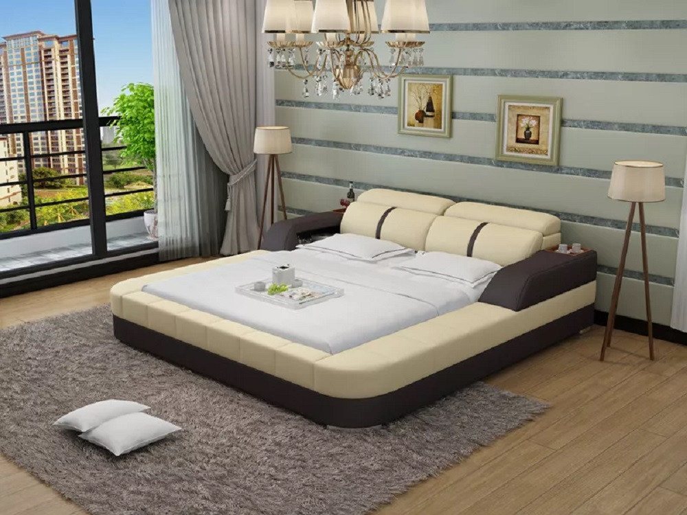 JVmoebel Multimediabett Luxus Kunstleder Bett Design Polster Betten Doppel Modernes (Bett LB8823), Made in Europa von JVmoebel