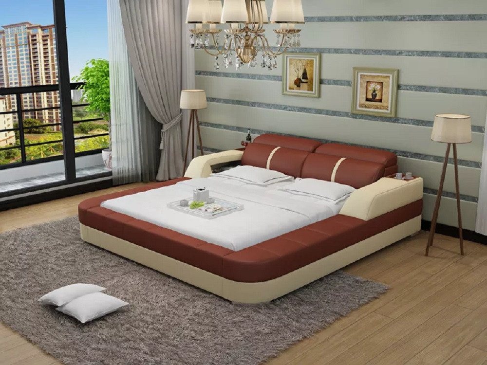 JVmoebel Multimediabett Luxus Kunstleder Bett Design Polster Betten Doppel Modernes (Bett LB8823), Made in Europa von JVmoebel