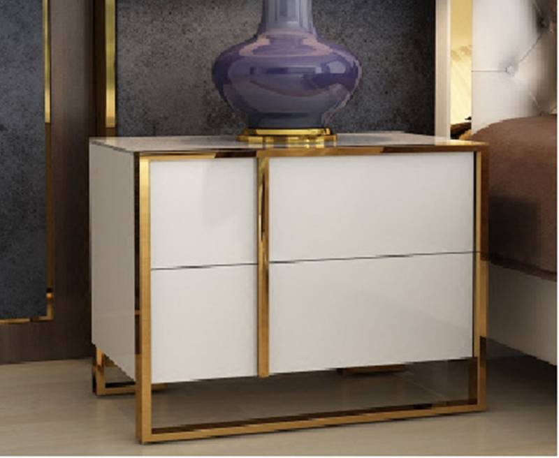 JVmoebel Nachttisch Design Nacht Tisch Konsole Metall Glanz Tische Konsolen Schlafzimmer, Made in Europa von JVmoebel