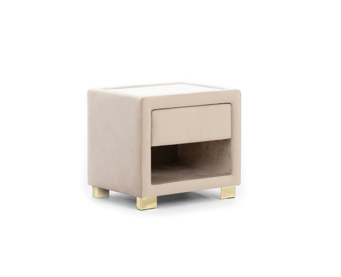 JVmoebel Nachttisch Moderner Beiger Nachttisch aus Holz Quadratisch Design Möbel (1-St., 1x Nachttisch), Made in Europa von JVmoebel