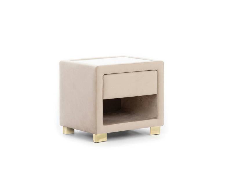 JVmoebel Nachttisch Moderner Beiger Nachttisch aus Holz Quadratisch Design Möbel (1-St., 1x Nachttisch), Made in Europa von JVmoebel