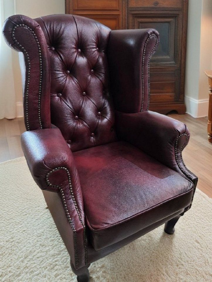 JVmoebel Ohrensessel Braun Sessel Clubsessel Cocktailsessel Leder Sessel Sofort (1-St., Sessel), Made in Europa von JVmoebel