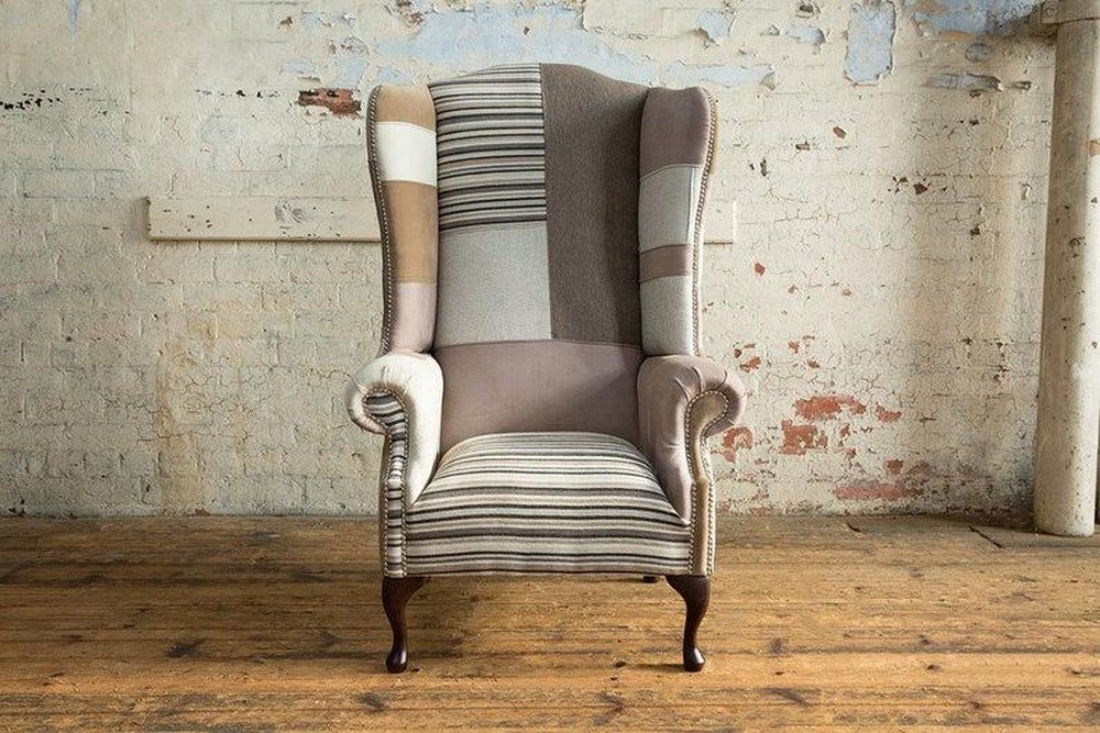 JVmoebel Ohrensessel Chesterfield 1-Sitzer Polstersessel Couch aus Leder und Textil, Made in Europa JVmoebel Ohrensessel Chesterfield 1-Sitzer Polstersessel Couch aus Leder und Textil, Made in Europa von JVmoebel