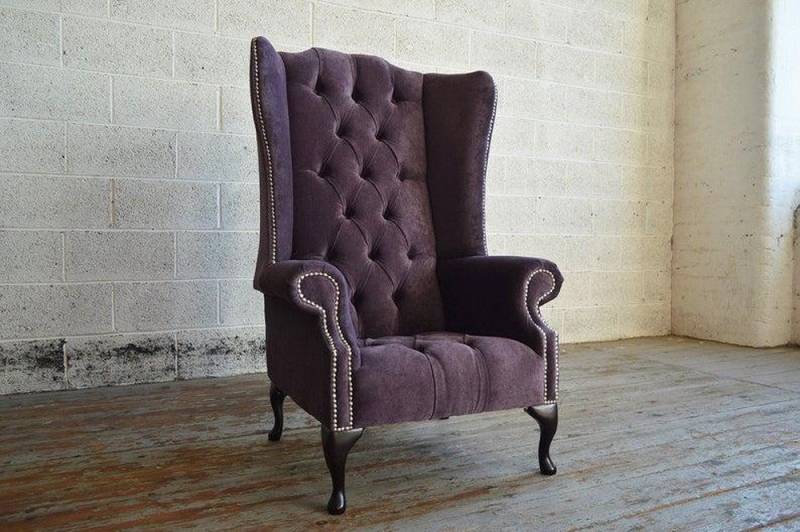 JVmoebel Ohrensessel Chesterfield Fernsehsessel im klassischen Design in Lila, Made in Europa von JVmoebel