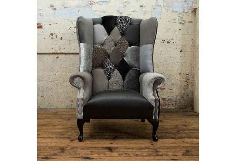 JVmoebel Ohrensessel Chesterfield Sessel 1 Sitzer Sofa Couch Polster Leder Textil Couchen, Made in Europa von JVmoebel