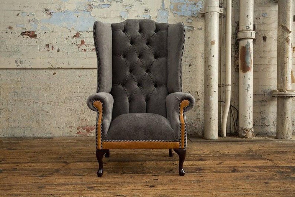 JVmoebel Ohrensessel Chesterfield Sofa 3-Sitzer Textil Leder für das Wohnzimmer, Made in Europa JVmoebel Ohrensessel Chesterfield Sofa 3-Sitzer Textil Leder für das Wohnzimmer, Made in Europa von JVmoebel