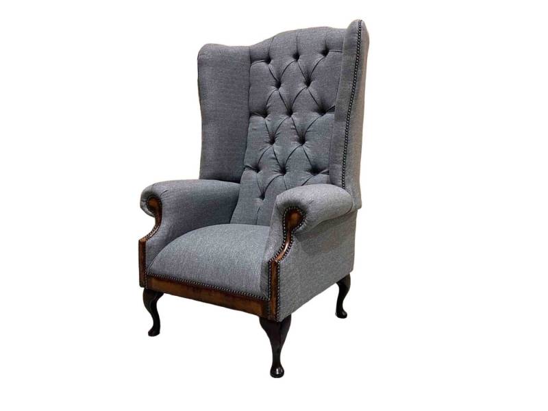 JVmoebel Ohrensessel Moderne graue Chesterfield Couch im Stoff-Look, 1-Sitzer neu (Ohrensessel), Made in Europa von JVmoebel