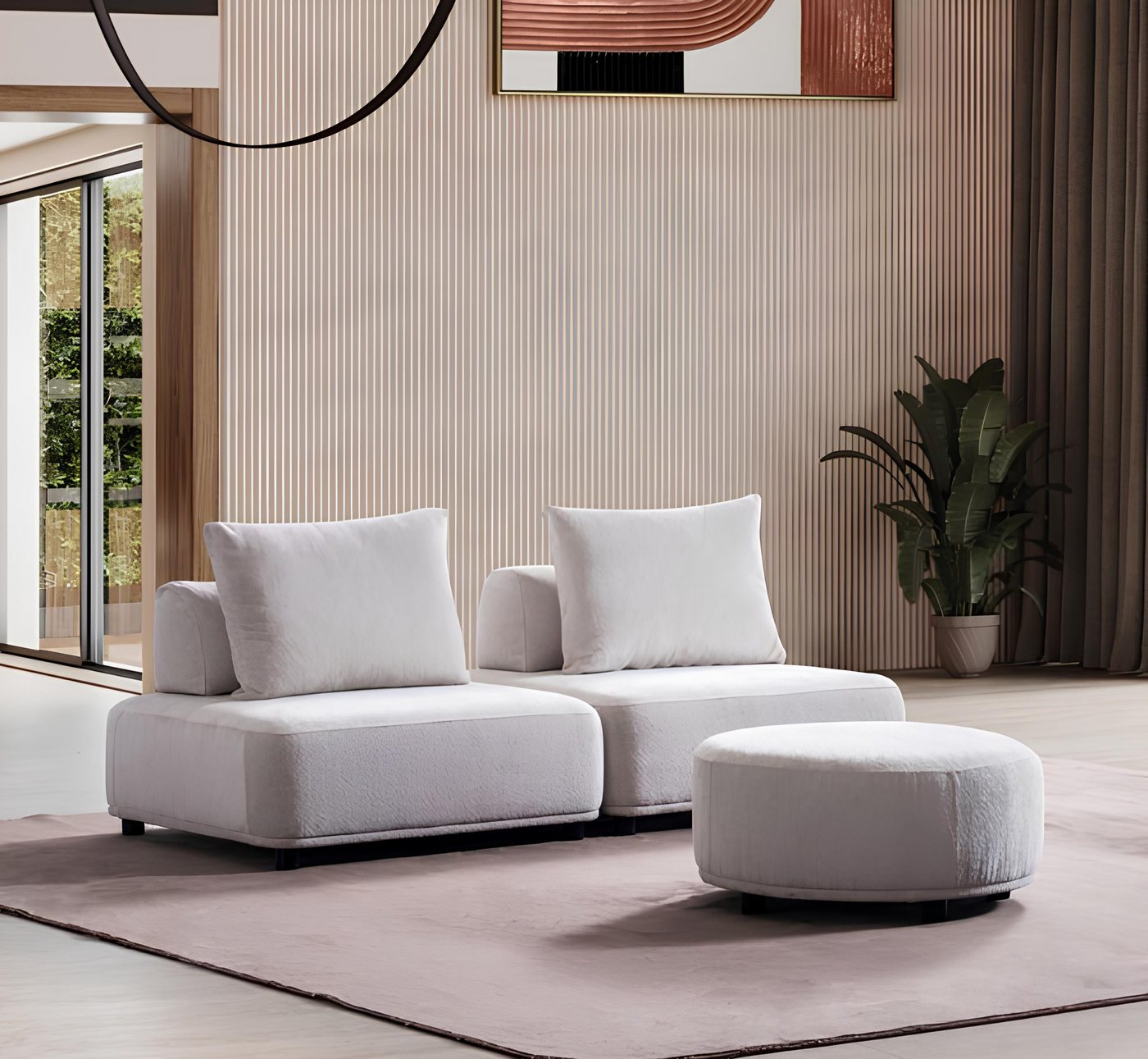JVmoebel Ottomane Wohnzimmer Designer Garnitur Model Sofa Polster Sessel Set 3tlg, Made in Europa von JVmoebel