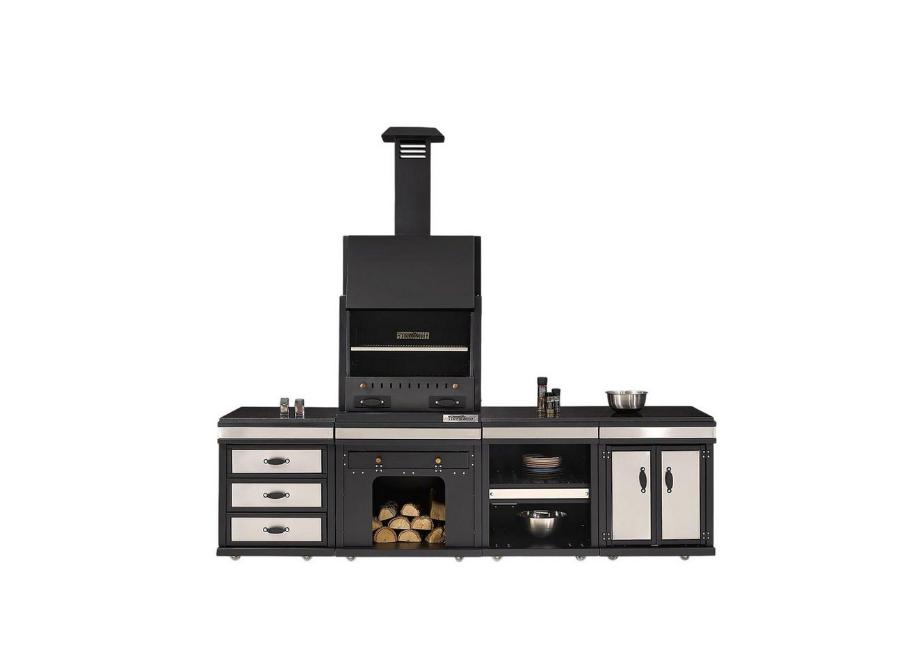 JVmoebel Outdoor-Küche Elegante Außenküche aus Edelstahl in Schwarz für Garten und Terrasse, Made in Europe JVmoebel Outdoor-Küche Elegante Außenküche aus Edelstahl in Schwarz für Garten und Terrasse, Made in Europe von JVmoebel