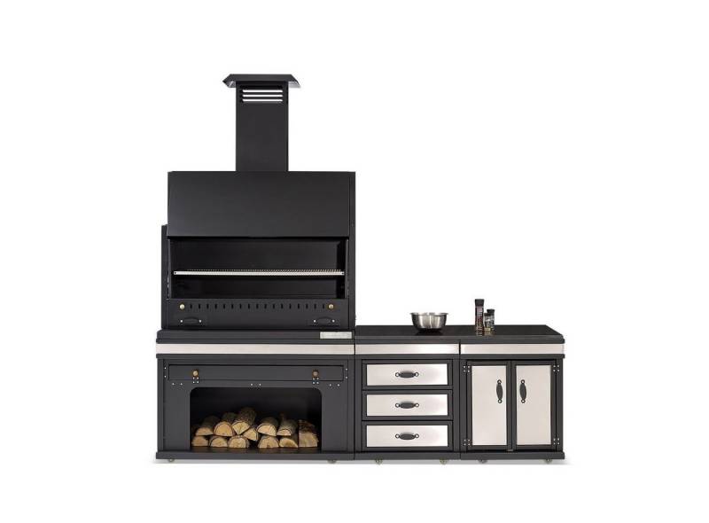 JVmoebel Outdoor-Küche Moderne Außenküche aus Edelstahl in Schwarz, Made in Europe von JVmoebel