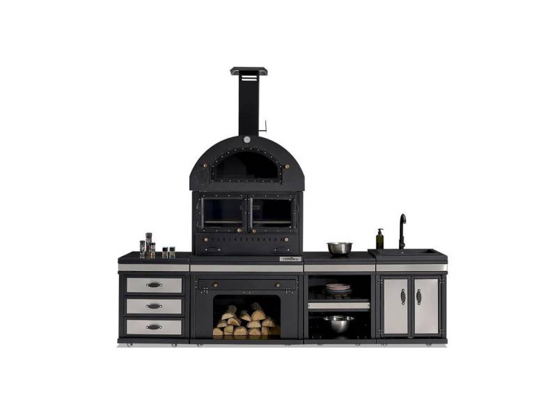 JVmoebel Outdoor-Küche Moderne Außenküche aus Edelstahl in Schwarz, Made in Europe von JVmoebel