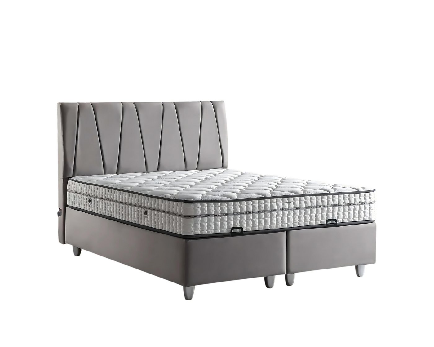 JVmoebel Polsterbett Elegantes graues Bett mit Matratze im modernen Stil (Bett mit Matratze), Made in Europe von JVmoebel