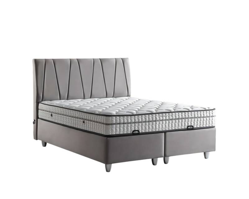 JVmoebel Polsterbett Elegantes graues Bett mit Matratze im modernen Stil (Bett mit Matratze), Made in Europe von JVmoebel