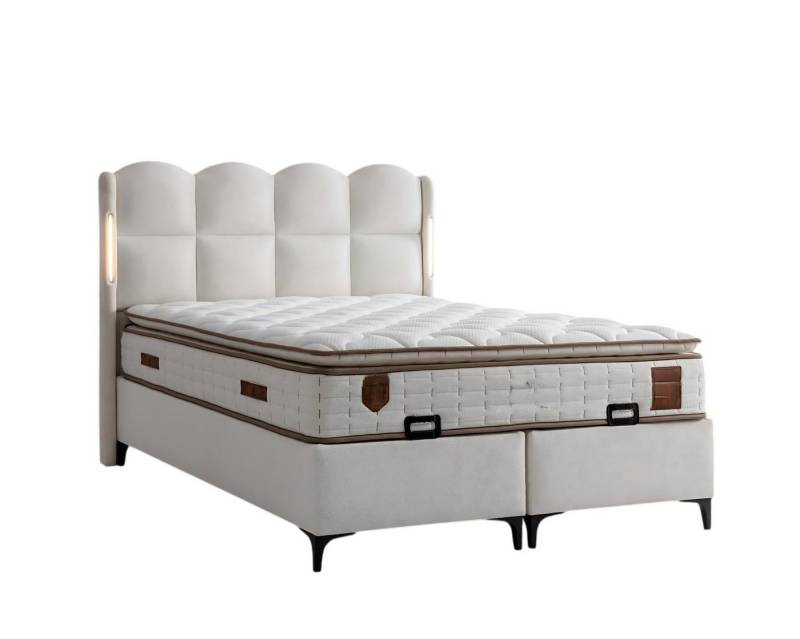 JVmoebel Polsterbett Elegantes weißes Bett mit Matratze in modernem Design (Bett mit Matratze), Made in Europe von JVmoebel