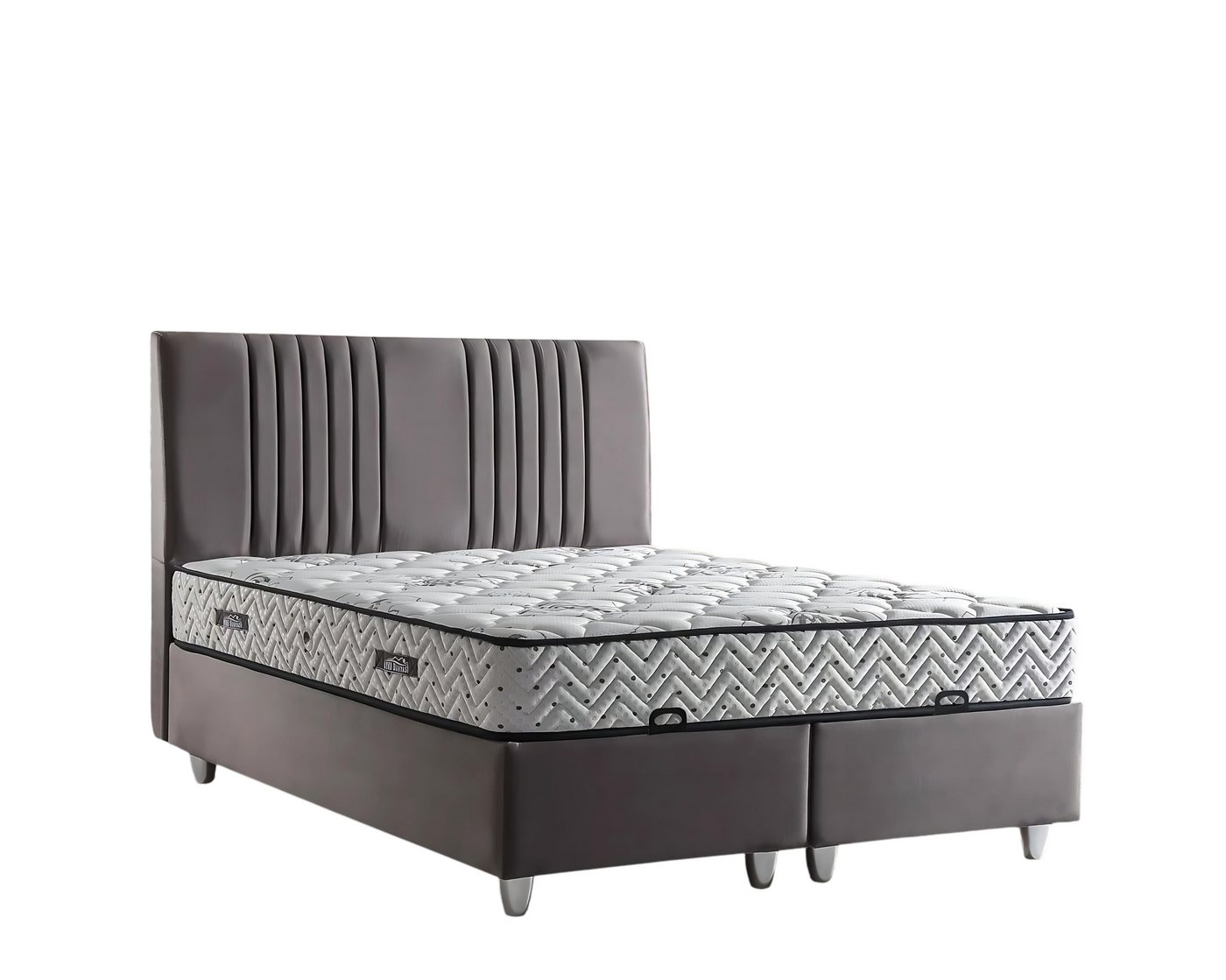 JVmoebel Polsterbett Grau Textilbett mit Matratze modernes Design (Bett mit Matratze), Made in Europe von JVmoebel