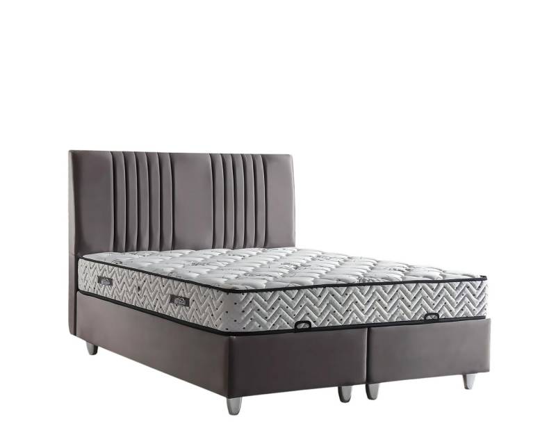 JVmoebel Polsterbett Grau Textilbett mit Matratze modernes Design (Bett mit Matratze), Made in Europe von JVmoebel