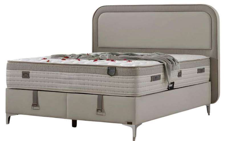 JVmoebel Boxspringbett Grau modernes Holz Textil Bett mit Matratze, Made in Europa JVmoebel Boxspringbett Grau modernes Holz Textil Bett mit Matratze, Made in Europa von JVmoebel