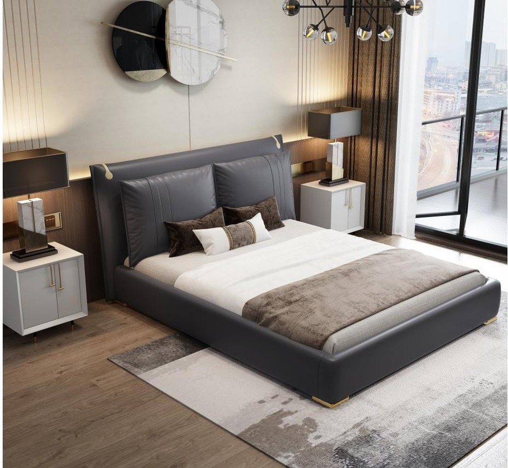 JVmoebel Polsterbett Luxuriöses Polsterbett Schwarz - Design Ehebett für Paare, Made in Europa von JVmoebel