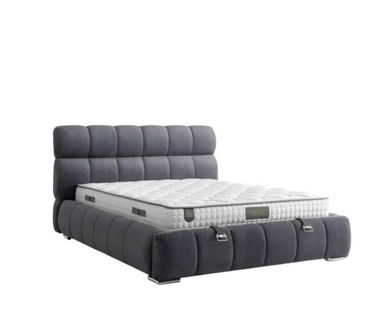 JVmoebel Polsterbett Modern blaues Bett mit Matratze aus Textil und Holz (Bett mit Matratze), Made in Europe von JVmoebel