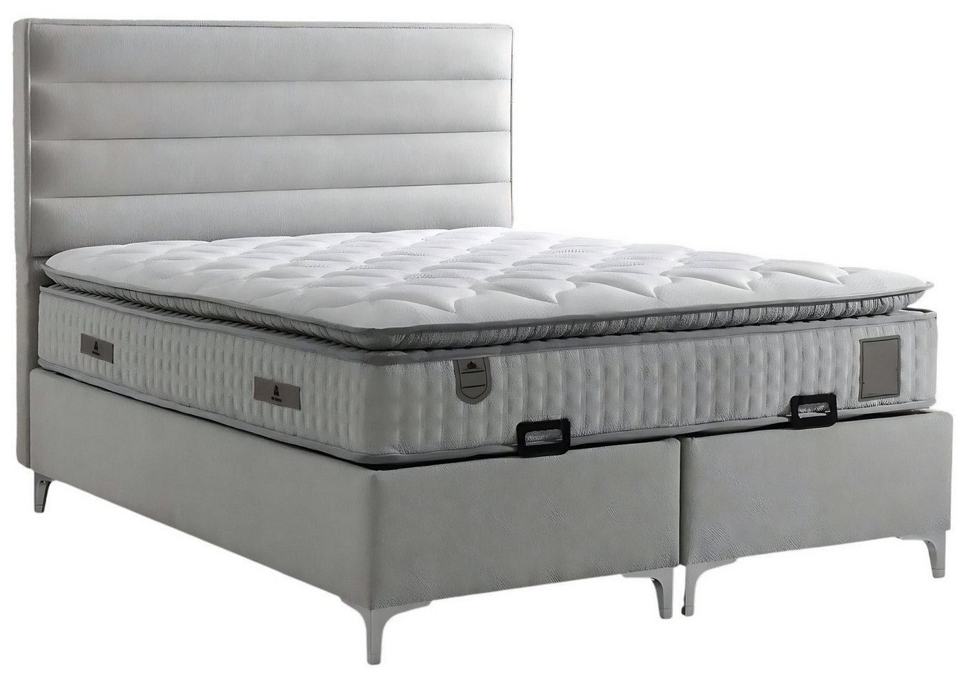 JVmoebel Boxspringbett Modern graues Textilbett mit Matratze in elegantem Design (Bett mit Matratze), Made in Europa von JVmoebel
