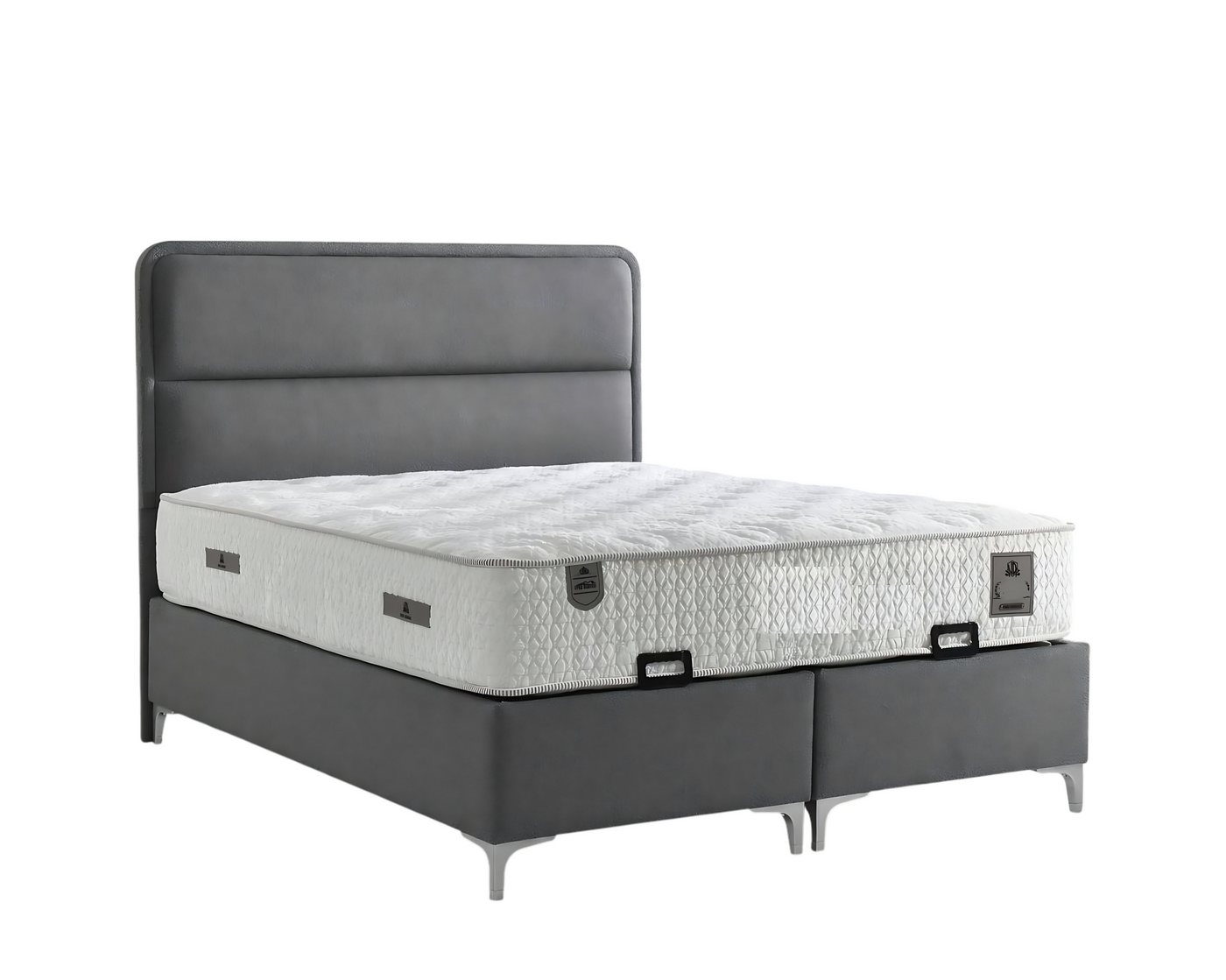 JVmoebel Polsterbett Modernes graues Bett mit Matratze aus Textil und Holz (Bett mit Matratze), Made in Europe von JVmoebel