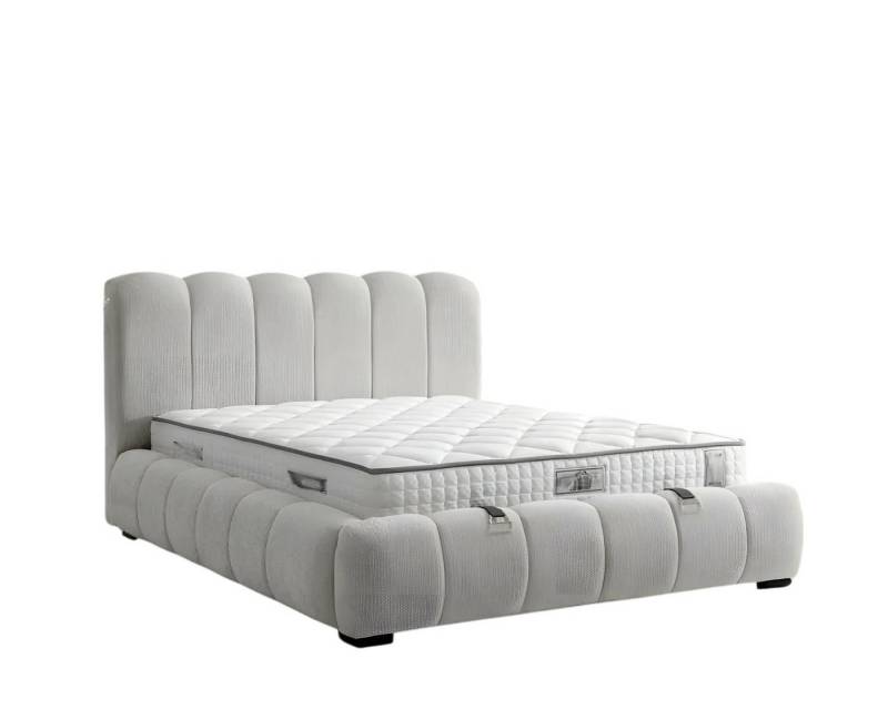 JVmoebel Polsterbett Weißes modernes Bett aus Textil mit hochwertiger Matratze (Bett mit Matratze), Made in Europe von JVmoebel