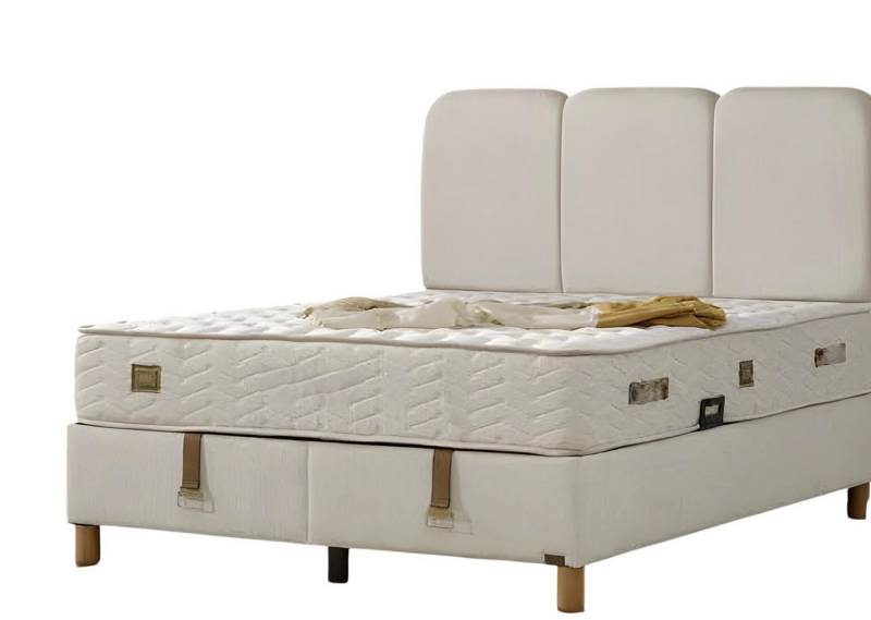 JVmoebel Polsterbett Weißes modernes Bett mit Matratze aus Holz und Textil, Made in Europe JVmoebel Polsterbett Weißes modernes Bett mit Matratze aus Holz und Textil, Made in Europe von JVmoebel