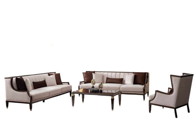 JVmoebel Polstergarnitur 3+3+1 Sitzer & Couchtisch – großes & komfortables Wohnzimmer-Set, (4-tlg., 2x 3-Sitzer, 1-Sitzer, Couchtisch), Made in Europe von JVmoebel